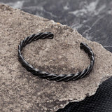 Men's Women's Nordic Black Twist Band - Black - Bracelet - Adjustable - Stainless Steel - image 4