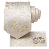 Men's 3 Pcs Silk Floral Formal Tie Set - Beige - 3pc Tie Set - 1167 - One Size - Silk - image 2