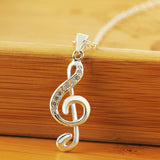 Unisex Music Note Rhinestone Pendant - Silver - Music Note Necklace - L - Stainless Steel - image 4