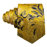 Funki Buys | Neckties | Men's 3 Pcs Golden Navy Floral Tie Set