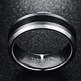 Tungsten Carbide Black and Silver Band - Silver - Band 8mm - 13 - Tungsten - image 4