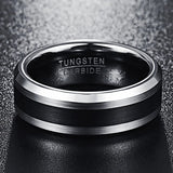 Tungsten Carbide Black and Silver Band - Silver - Band 8mm - 13 - Tungsten - image 2