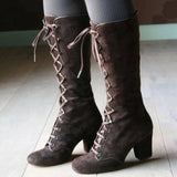 Women's Steampunk Lace Up Granny Boots - Black - Steampunk Granny Boots - 43 B - PU Suede Leather - image 3