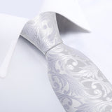 Men's 3 Pcs Formal White Silver Tie Sets - Silver Gray - MJ-0484 - One Size - Silk - image 29