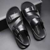 Men's Summer Fashion Leather Sandals - Brown - Sandals - 48 B - PU Leather - image 22