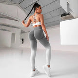 Women's Gradient Smile Yoga Pants - Light Gray - Gradient / Fitness Pants - XL - Spandex Polyester - image 9