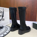 Women's Gothic Lace Up High Top Boots - Black - Lace Up Boot - 43 B - PU Leather - image 17