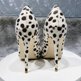 Women's White Black Spotted Heels - White/Black - 1 / 12cm Heel - 46 B - Patent Leather - image 8