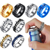 Men's Moveable Ring Titanium Steel Ring - Black/Gold - Spinner Anxiety Ring - 11 - Titanium - image 11