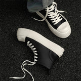 Women's Men's Platform High Top Sneakers - Black - Platform Sneakers - 46 B - Canvas - image 2