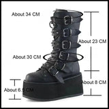 Women's Platform Gothic Ring Buckle Boot - Black - Patent Boots - 43 B - PU Leather - image 11