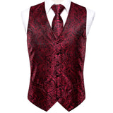 Men's 5 Pcs Fashion Silk Waistcoat Tie Sets - Burgundy - MJ-0024-0056 - 3XL - Silk/Rayon/Polyester - image 5