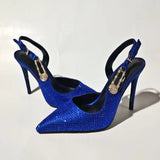 Women's Metallic Beaded High Slingbacks - Gold - 1 6129 / Slingbacks - 42 B - PU Leather - image 32
