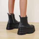 Women's Gothic Punk Retro Biker Boots - Black - 1 / Combat Boots - 10 B - PU Leather - image 12