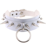Unisex Rings Spikes Choker Necklace - Black - Rings Choker Necklace - PU Leather - image 3