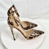 Women's Patent Leopard Stiletto Sandals - Leopard - 12cm - 46 B - Genuine Patent Leather - image 4