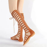 Women's Knee High Gladiator Sandals - Black - Platform Sandals - 42 B - PU Leather - image 9