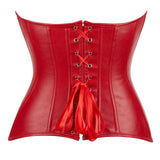 Women's Faux Leather Fitted Corset - Black - Zip Up Corset - 7XL - PU Leather - image 8