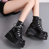 Women's Gothic Punk Platform Ankle Boots - Black - 1 / Matte / Ankle Boots - 43 B - PU Leather - image 23