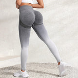 Women's Gradient Smile Yoga Pants - Light Gray - Gradient / Fitness Pants - XL - Spandex Polyester - image 4