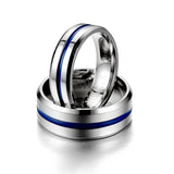 Men's Women's Titanium Blue Groove Ring - Black - Men's - 8mm Ring - 13 - Tungsten Carbide - image 3