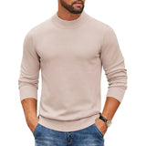 Men's Slim Fit Round-Neck Pullovers - Black - Mock Neck Sweater - XXXL - Polyester - image 18