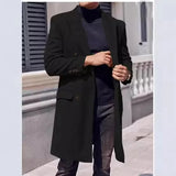 Men's Stylish Business Casual Overcoat - Black - Jacket - 2XL - Polyester - image 17