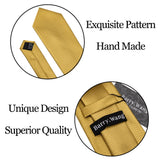 Men's 3 Pcs Silk Gold Premium Tie Set - Gold - 3pc Tie Set - N-5244 - One Size - Silk - image 8