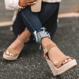 Women's Summer Platform Wedge Sandals - Black - Wedge Sandals - 43 B - PU Leather - image 17