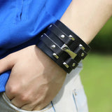 Unisex Leather Buckle Clip Wristbands - Black - 1 / 2 Pcs Wristbands - Medium - PU Leather - image 4