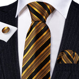 Men's 3 Pcs Classic Gold Tie Set - Gold - N-5150 - One Size - Silk - image 25