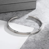 Men's Women's Geometric Bangle - Silver - Adjustable - Alloy/Silver Plated - image 5