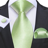 Funki Buys | Neckties | Men's 3 Pcs Green Satin Sheen Tie Set