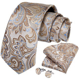 Men's 3 Pcs Stylish Paisley Tie Set - Beige -  SJT-7290 - One Size - Silk - image 4