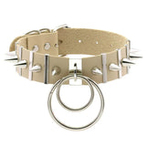 Women's Ring Collar Gothic Necklace - Beige - Ring Collar Necklace - PU Leather - image 4