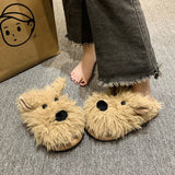 Women's Cute Shaggy Dog Slippers - Beige - Dog Slippers - 36-37 - Plush - image 12