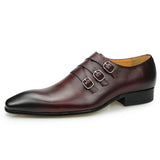 Men's Genuine Leather Pointed Toe Shoes - Wine Red - Dress Shoes - 50 B - Genuine Leather - image 9