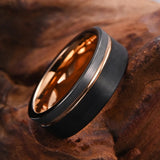 Men's Two Tone Wedding Engagement Ring - Black/Silver/Gold - 8mm - 13 - Tungsten - image 15