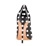 Women's PU Leather Polka Dot Heels - Black - 1 / 12cm Heel - 46 B - Silk/Leather - image 5