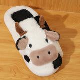 Women's Cute Plush Warm Cow Slippers - Black/White - Cow Slippers - XXL - Plush - image 24