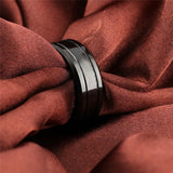Tungsten Brushed Black Grooved Band - Black - Wedding Band 8mm - 13 - Tungsten - image 6