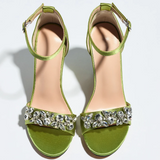 Funki Buys | Shoes | Women's Satin Crystal High Block Sandal
