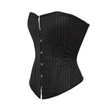 Women's Pin Striped Front Clip Up Corset - Black - Pin Striped Corset - 6XL - Spandex - image 3