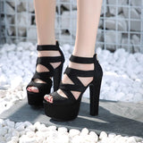 Women's Cross Strap Gladiator Sandals - Black - Sandals - 42 B - PU Leather - image 9