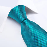 Men's 3 Pcs Formal Silk Teal Tie Sets - Teal  - MJ-7361 - One Size - Silk - image 26