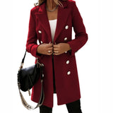 Women's Suit Collar Double Breast Coats - Khaki - Women's Jacket - XXXL - Cashmere - image 3