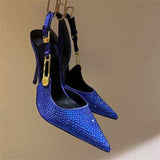 Women's Metallic Beaded High Slingbacks - Blue - 1 6129 / Slingbacks - 42 B - PU Leather - image 31