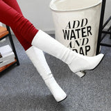 Women's Knee High Block Heeled Boots - Black - Block Heel Boots - 43 B - PU Leather - image 9
