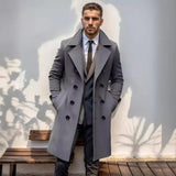 Men's Large Button Business Overcoat - Beige - Jacket - 3XL - Polyester - image 21