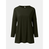 Women's Round Neck Stretch T-Shirt - Army Green - Shirt - 3XL - Polyester - image 6